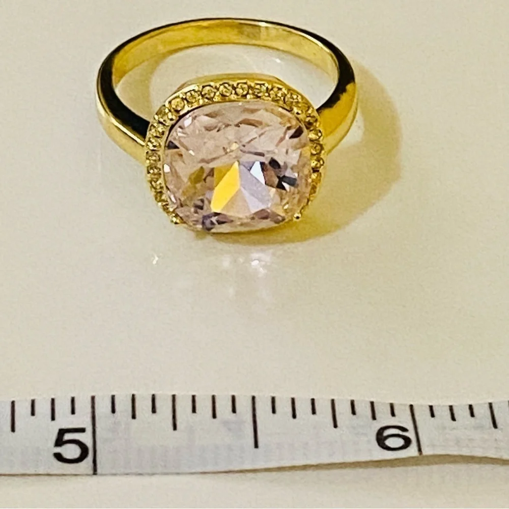 Gorjana New Size 9 Lexi Ring 18k Gold Plated Blush‎ Citrine Crystal Cushion